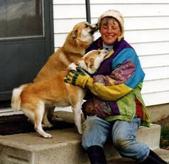 Image of Stef and Icelandic sheep dogs