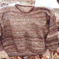 Hand spun from the lock, hand knit sweater by Dawn Ann Tramp Image of a hand-knit sweater from Icelandic sheep fleece
